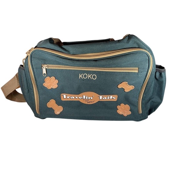 Just Bepaws Other - Just Bepaws Dog Travel Bag Green Tan Personalized "KOKO" Tote Boutique Pet Gear